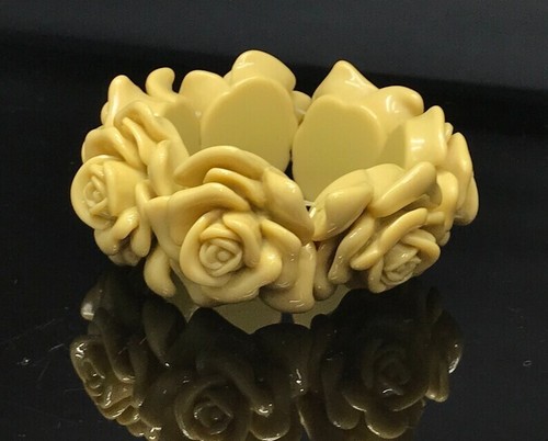 Cream ceramic rose bracelet - bracelet, /
