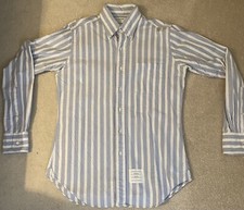 AUTHENTIC Thom Browne New York Blue & White Stripe Button Down Oxford Shirt 3 NR