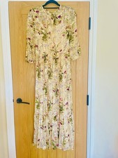 LK Bennett x Royal Ascot Collection Cream-base Floral Dress Lourdes, Size 8