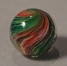 7/8" Antique Early Pontil Handmade German Onionskin Marble