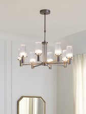 John Lewis Valencia 8 Arm Ribbed Pendant Ceiling Light Black (Marks/No Bracket]