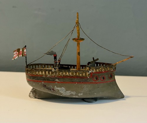 Antique toy tin boat - toy,