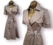 Karen Millen Beige Ivory Champagne Military Utility Safari Pencil Dress UK 10