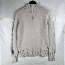 Kickers Knitted 1/4 Zip Jumper High Neck Beige Mens Small Vintage Retro 90s