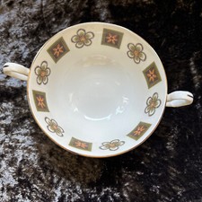 Harleigh Bone China England Soup Bowls Handles Art Deco 12cm