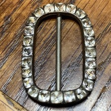 Victorian Silver  Paste Set Shoe or Belt Buckle Antique c1850