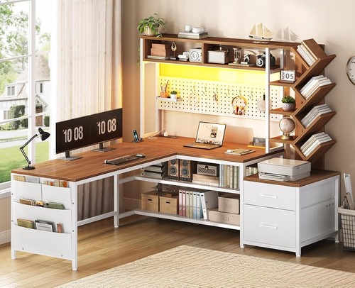 Shaped computer desk with - shaped,