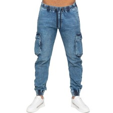 Enzo Mens Jeans Cargo Joggers