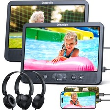 2X10.1" Twin Screen Car Headrest DVD Player TV Monitor HD 1080P HDMI USB+Headset