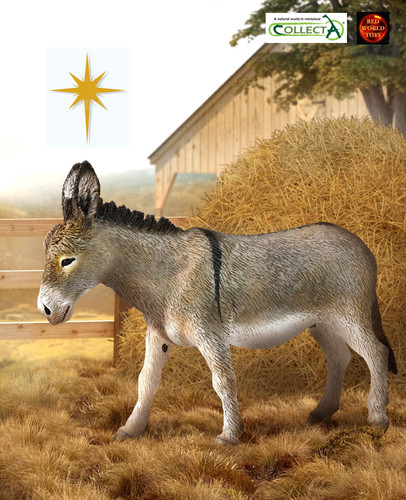 Grey donkey farm nativity - grey,