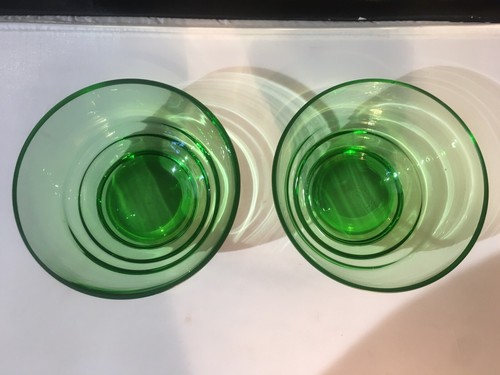 Two vintage green glass - two,