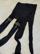 2 PAMELA MANN NEW DESIGNER MOCK SUSPENDER AND LEOPARD LADIES TIGHTS SIZE M