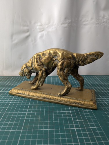 Antique brass hunting - antique, dog