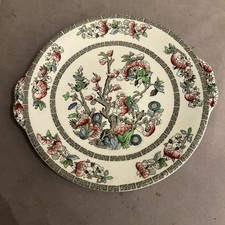 Cake serving plate, eared, Johnson Bros, Indian Tree pattern, 1960s vintage
