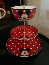 DISNEY MICKEY MOUSE PLATE/BOWL 3 TIER CAKE SWEET STAND, MATCHES DINNER SET