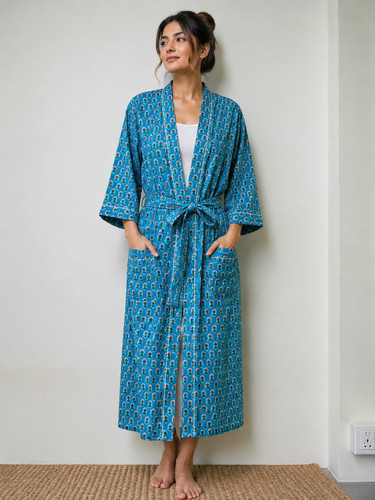 Blue cotton kimono - blue, women