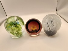 3x Vintage Glass Paperweights
