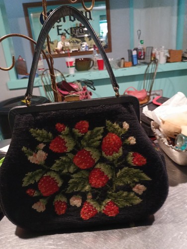 Black strawberry floral top - black,