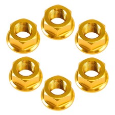 6PCS FLANGE NUT M10 X 1 GOLD