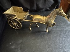 Vintage Brass Horse and Cart  10in Wide  5.5in High
