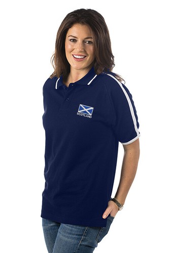 Scotland flag navy white polo - flag, navy/white