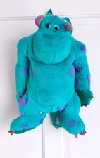 Monsters Inc. Backpack Disney Plush SULLY Bag Soft Adjustable Blue Large NWOT 