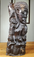 MAKONDE TREE OF LIFE  SOLID EBONY CARVED SCULPTURE HAND MADE AFRICAN ART  28.5cm