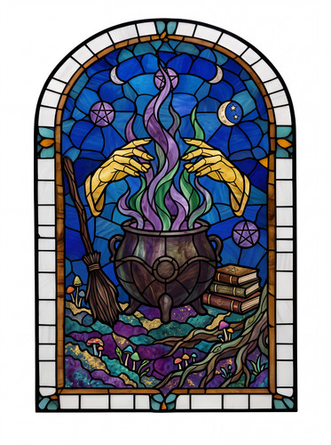 Witchy stained glass window - stained,