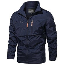 Mens Waterproof Windbreaker Rain Jacket Hooded Soft Shell Outdoor Grey Work Coat