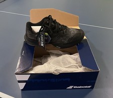 Babolat Jet Mach 3 All Court Tennis Shoes. Black & Gold In Rare Wide Fit