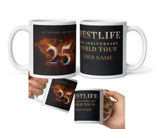 WESTLIFE - THE 25 WORLD TOUR 2026 - Personalised Mug - Name/Venue- Gift - In Box