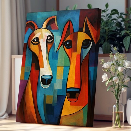 Greyhound cubism canvas wall - cubism,