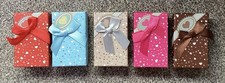 5 x Cardboard Jewellery Gift Boxes with Decorative Ribbon - 5 x Colours 2” x 3”