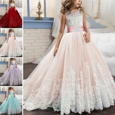 Kids Princess Long Dresses Bridesmaid Flower Girls Maxi Dress Wedding Party Gift