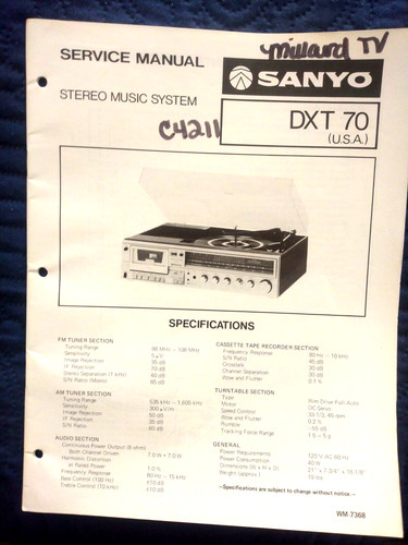 Sanyo dxt70 dxt stereo - sanyo,