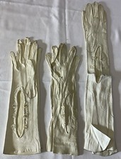 Antique Vintage Kid Gloves In Silk Lined Leather Case
