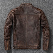 Men Imitation Leather Retro Jacket Stand Collar Punk Style Motorcycle Clothing