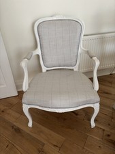 French Louis Style Carver Chair Chic white Grey 