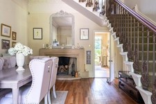 Huge Antique French Mirror Crown Top Farrow Ball Country House Chic Grey Large