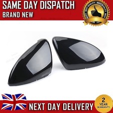 Pair Gloss Black Side Wing Mirror Case Caps Covers Housing for VW Golf MK7 GTI
