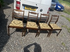 Vintage Set Of 4 Medium Oak Arts And Crafts Design Dining Chairs Great Condition