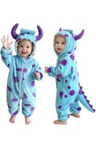 Toddler Baby Halloween Costume - Fuzzy Warm Hooded Romper Monsters Inc