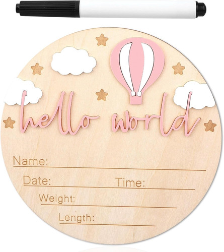 Wooden baby announcement sign - wooden,