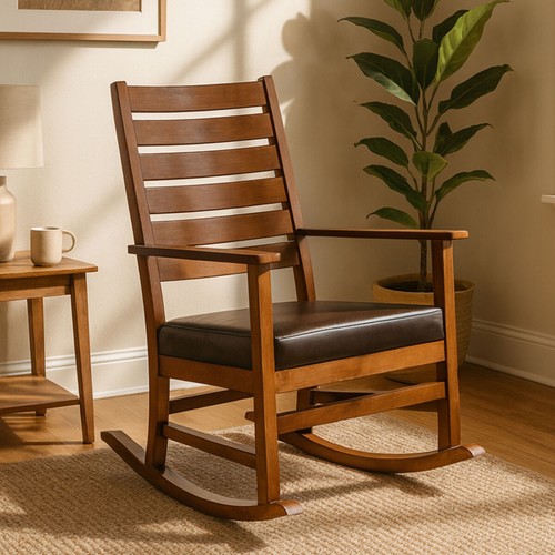 Brown leather effect rocking - effect,