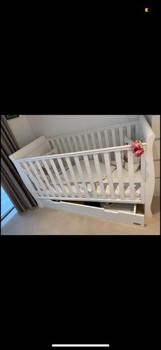 White wood cot bed - white,
