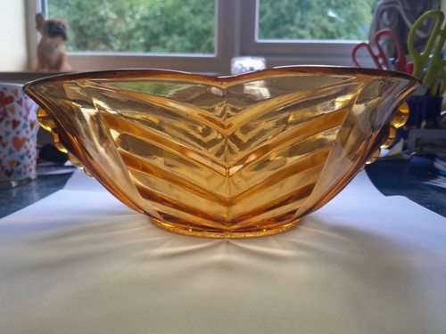 Art deco amber glass - art, bowl