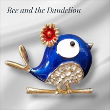 Enamel Blue Bird Brooch
