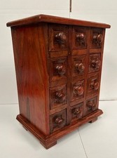 Vintage Rustic Indian Wooden Spice Drawers / Apothecary Storage box