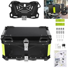 65L Motorcycle Rear Top Box Black Aluminium Alloy Tail Carrier Tool Luggage Case