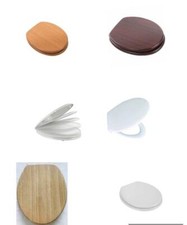 LUXURY WOODEN  WC TOILET SEAT UNIVERSAL ADJUSTABLE FITTINGS WHITE MAHOGANY